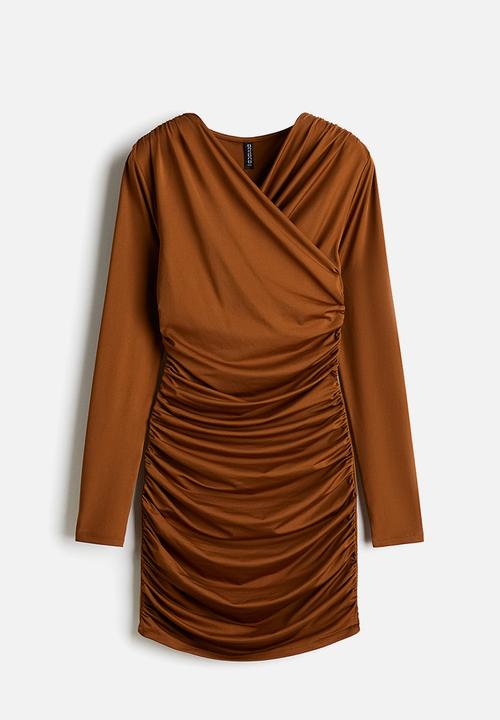 H&M - Draped jersey dress - brown