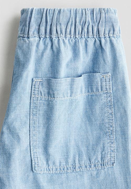H&M - Cotton chambray pull-on trousers - blue