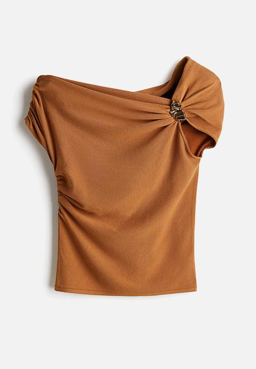 H&M - One-shoulder top - dark beige