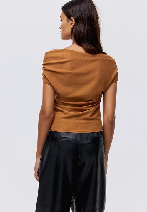 H&M - One-shoulder top - dark beige