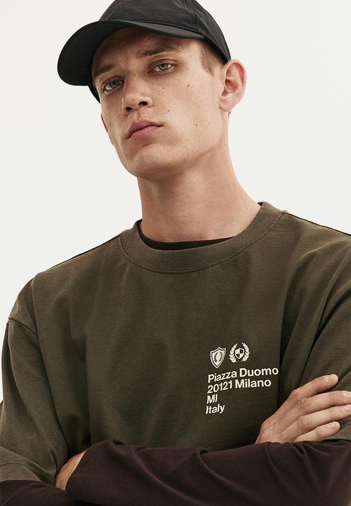 H&M - Boxy fit washed T-shirt - khaki