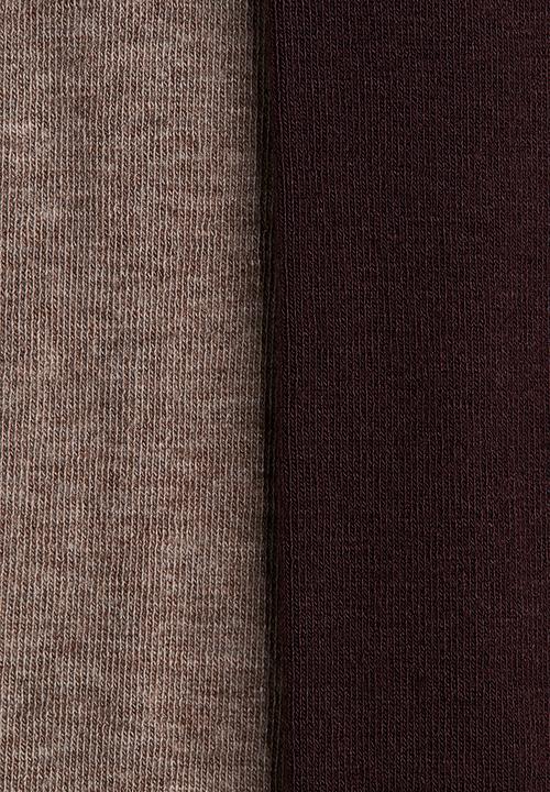 H&M - 2-pack fine-knit tights - burgundy & beige marl