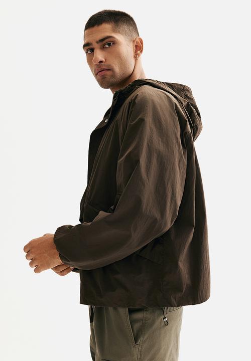 H&M - Loose fit nylon windbreaker - dark khaki green 