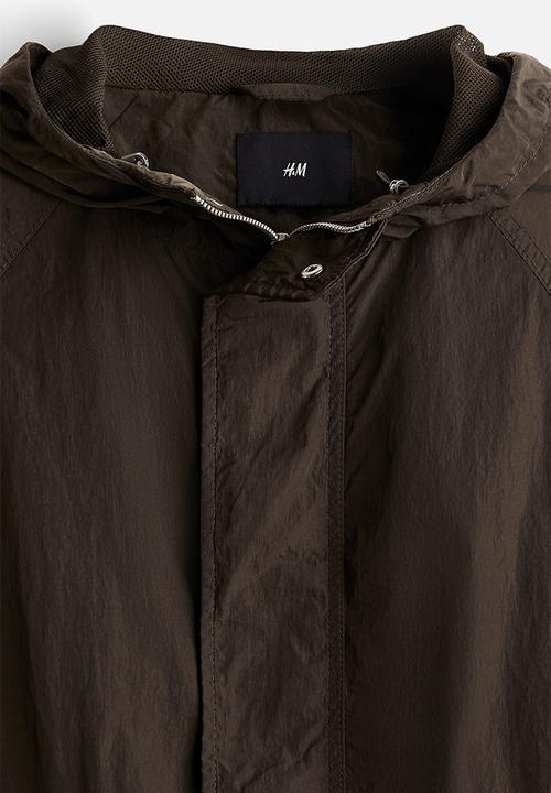 H&M - Loose fit nylon windbreaker - dark khaki green 