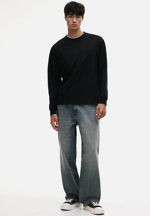 H&M - Loose fit long-sleeved jersey top - black