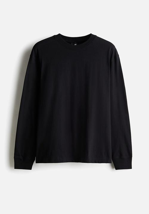 H&M - Loose fit long-sleeved jersey top - black