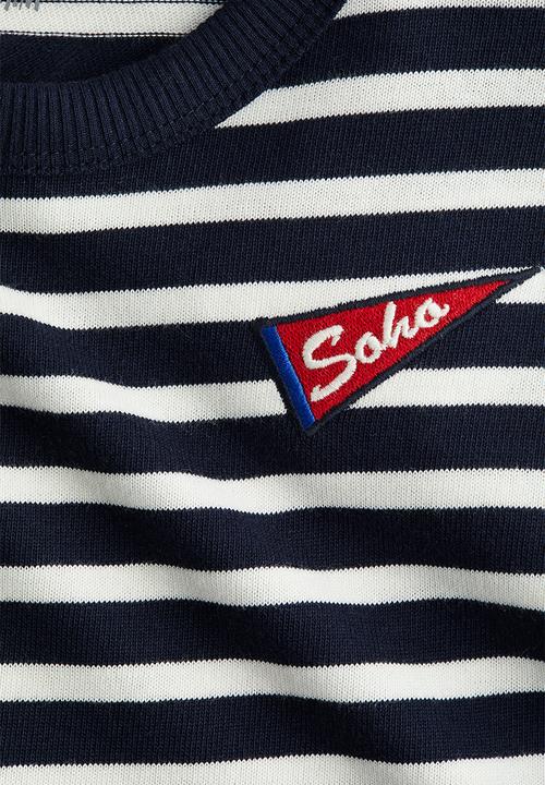 H&M - Long-sleeved cotton T-shirt - blue,white,multi