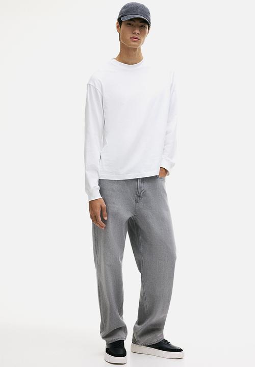 H&M - Loose fit long-sleeved jersey top - white