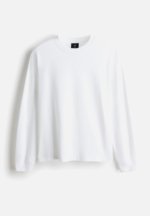 H&M - Loose fit long-sleeved jersey top - white