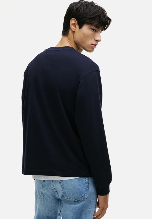 H&M - Loose fit long-sleeved jersey top - navy blue