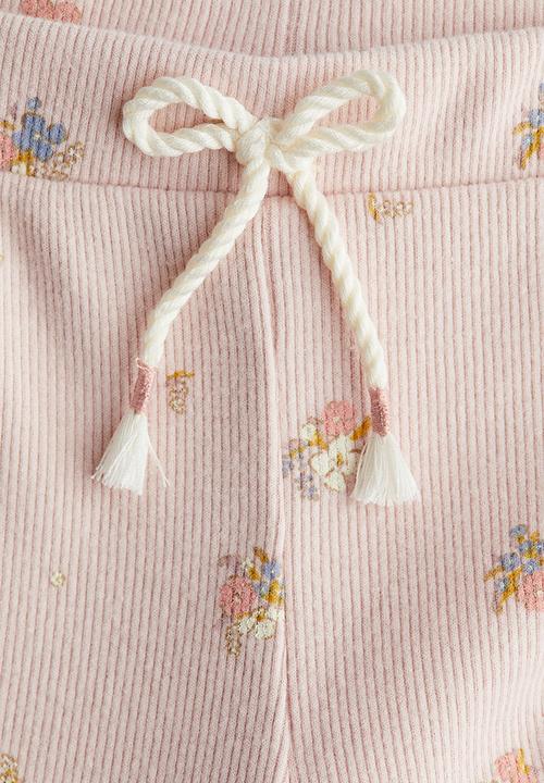 H&M - Ribbed jersey leggings - light pink floral