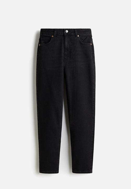 Mom slim fit high waist ankle jeans - black