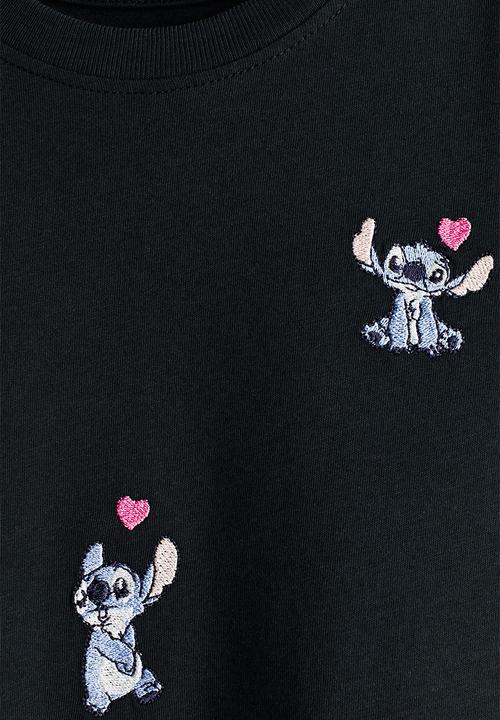 H&M - Print-motif cotton T-shirt - black/lilo & stitch