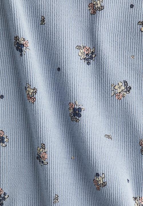 H&M - Ribbed cotton jersey top - light dusty blue floral