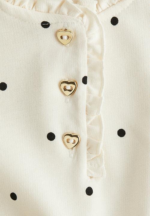 H&M - Printed cotton dress - cream/spotted