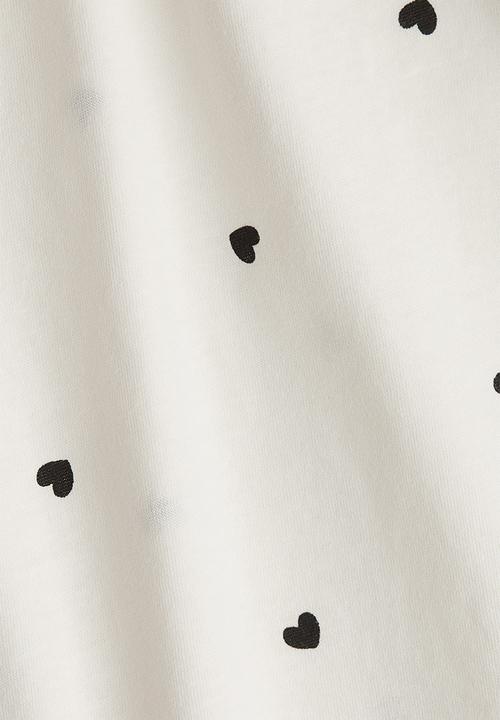 H&M - Jersey pyjamas - cream & black hearts