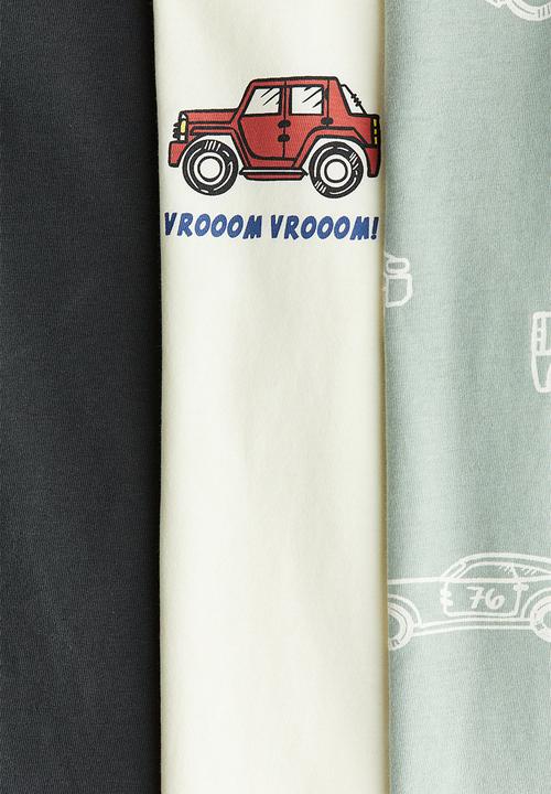 H&M - 3-Pack cotton T-shirts - mint green/vehicles