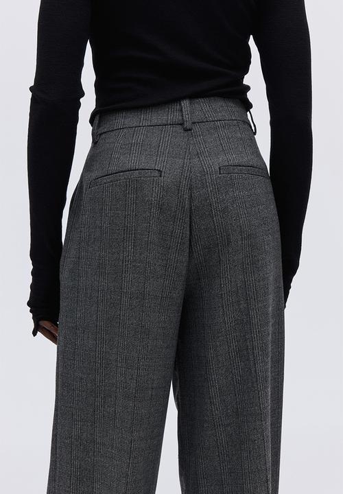 H&M - Wide tailored trousers - dark grey checked