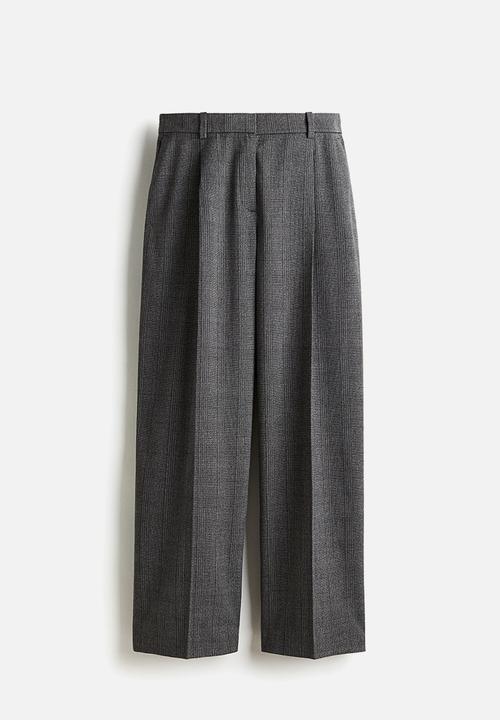 H&M - Wide tailored trousers - dark grey checked