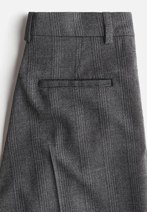 H&M - Wide tailored trousers - dark grey checked