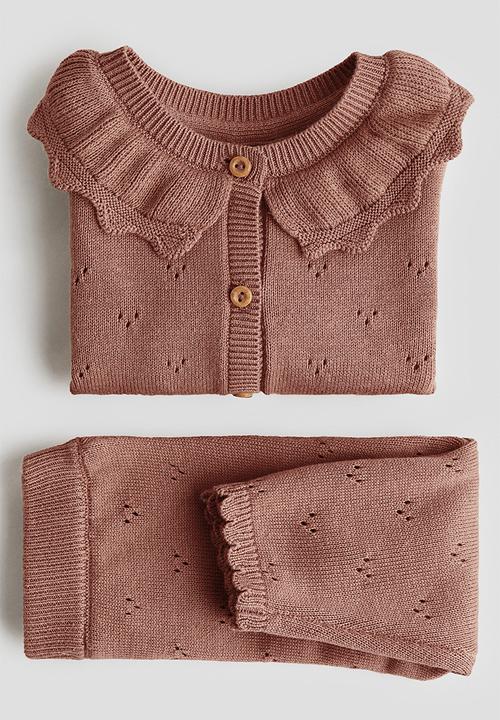 H&M - 2-Piece pointelle-knit cotton set - light brown 