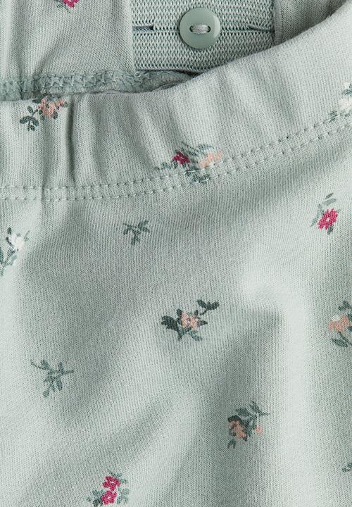 H&M - Printed brushed-inside leggings - mint green/floral