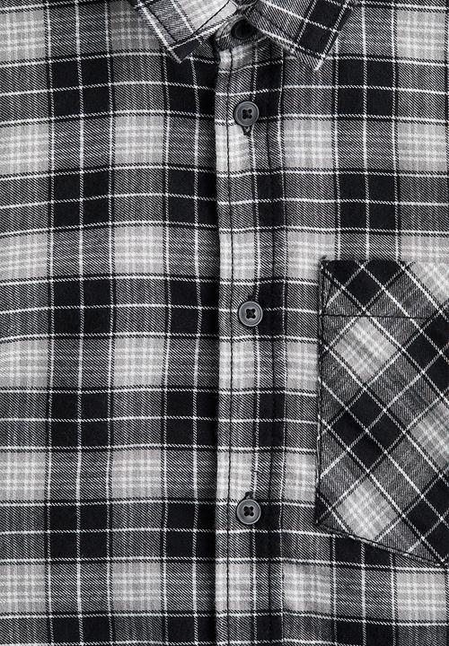 H&M - Cotton flannel shirt - black/checked