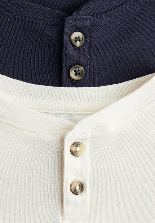 H&M - 2-Pack henley t-shirts - dark blue & white