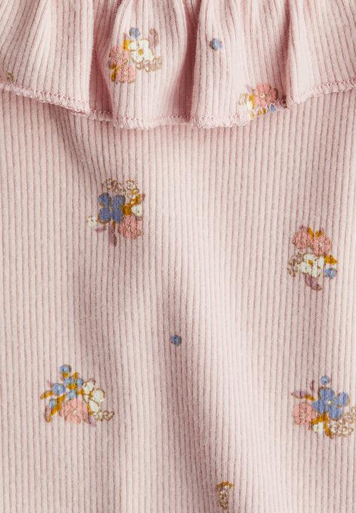 H&M - Ribbed jersey top - pink,multi