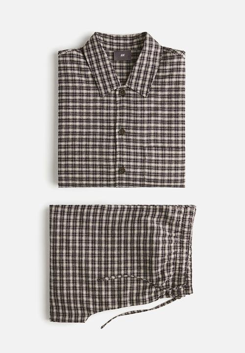 H&M - Flannel pyjama shirt and bottoms - dark blue/checked