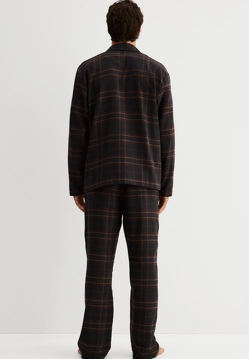 H&M - Flannel pyjama shirt and bottoms - blue,multi