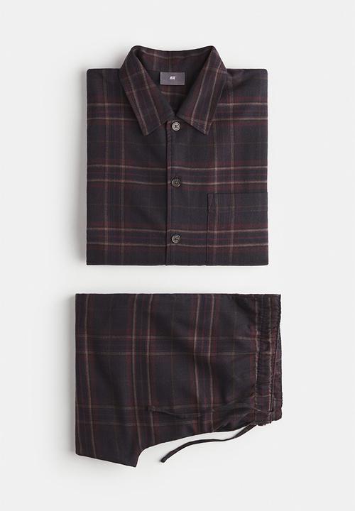 H&M - Flannel pyjama shirt and bottoms - blue,multi