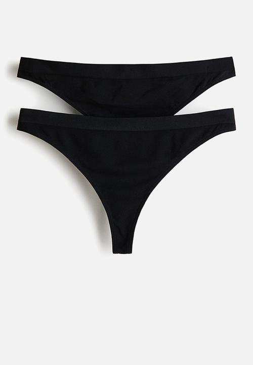 H&M - 2-pack seamless thong briefs - black