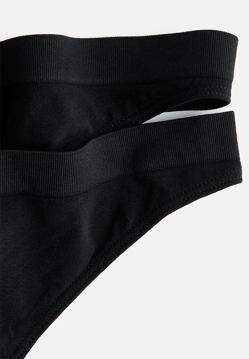 H&M - 2-pack seamless thong briefs - black