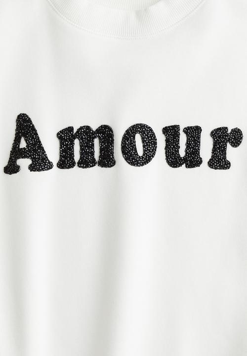 H&M - Motif-detail sweatshirt - white/amour 