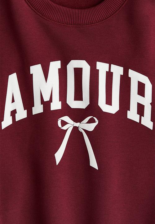 H&M - Motif-detail sweatshirt - dark red/amour