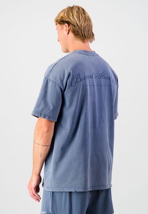 Burnt  - Ultra Heavy Tee - Washed Blue