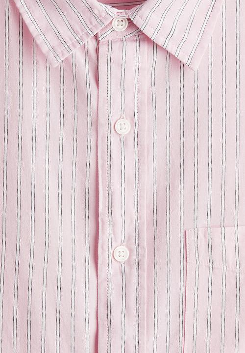 H&M - Relaxed fit cotton shirt - light pink/striped