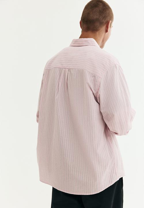 H&M - Relaxed fit cotton shirt - light pink/striped