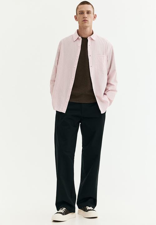 H&M - Relaxed fit cotton shirt - light pink/striped