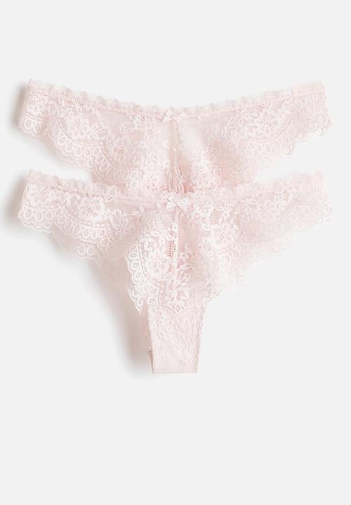 H&M - 2-pack lace brazilian briefs - light pink