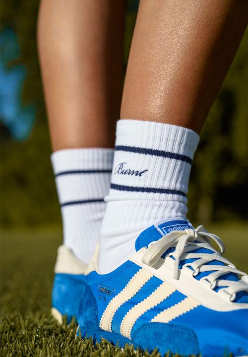 Burnt  - Track Crew Sock - White & Navy