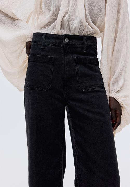 H&M - Wide high jeans - washed black