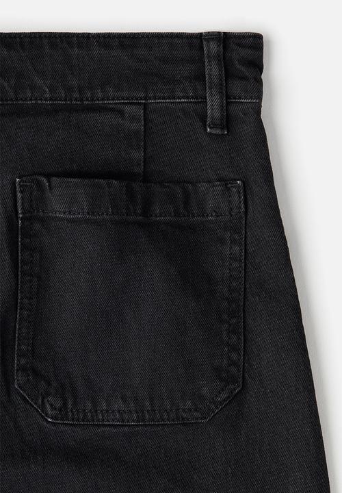 H&M - Wide high jeans - washed black