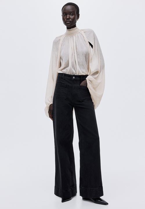 H&M - Wide high jeans - washed black