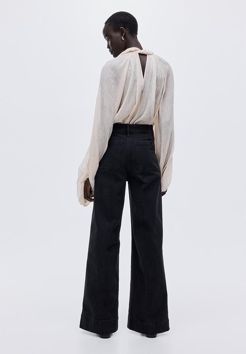 H&M - Wide high jeans - washed black