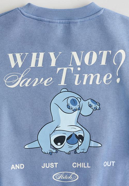 H&M - Oversized print-motif sweatshirt - blue/lilo & stitch