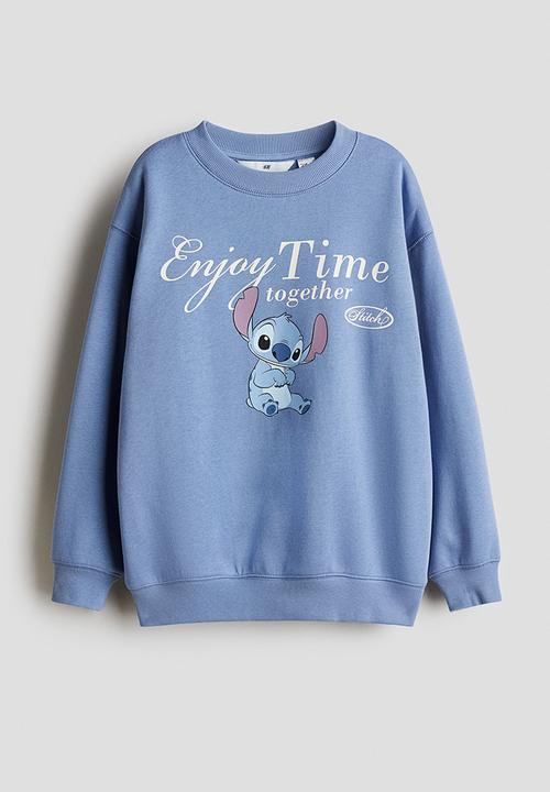 H&M - Oversized print-motif sweatshirt - blue/lilo & stitch