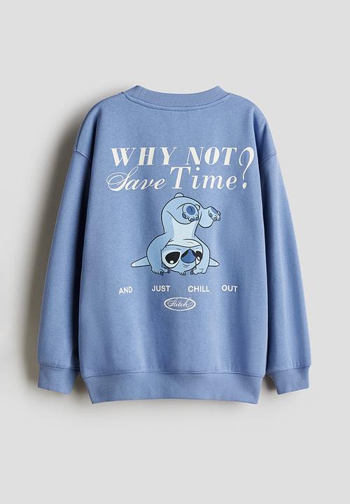 H&M - Oversized print-motif sweatshirt - blue/lilo & stitch