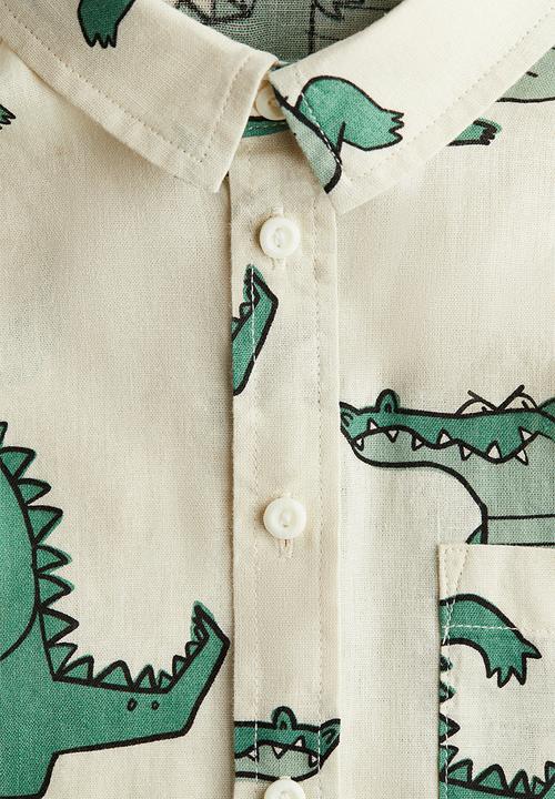 H&M - Linen-blend shirt - light beige/alligators 